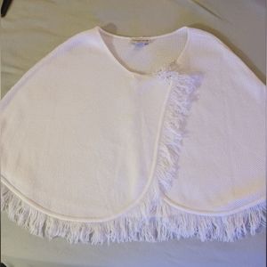 Notations Petite Wrap Pancho with fringe and decoration